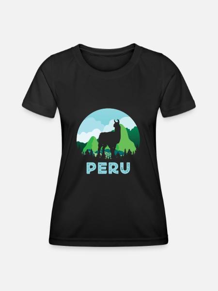 Peru, Perulama - Frauen Funktions-T-Shirt - Schwarz