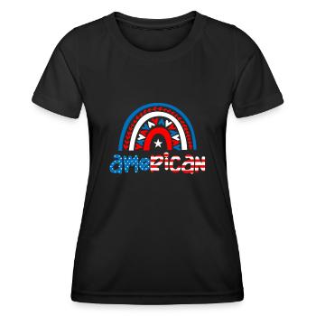 America, American Patriot Star-Spangled Banner - Women's Functional T-Shirt - black - Front - AI Model Female 172 light (172cm)