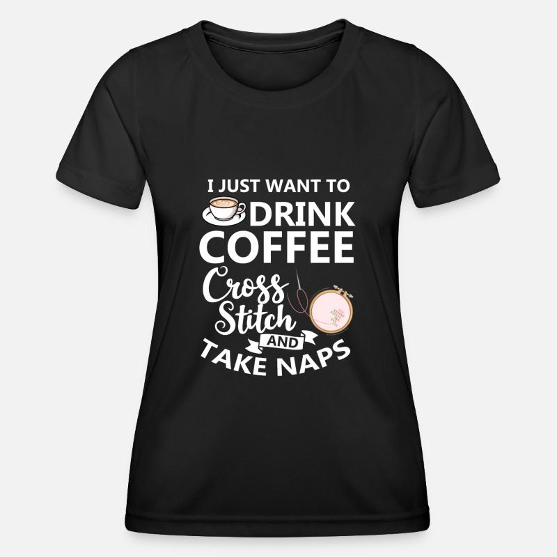 Cross Stitch Pattern Cross Stitch Needles Embroidery Weaving - Women's Functional T-Shirt - black