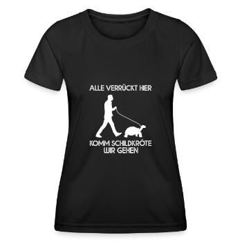 Alle Verrückt Hier Komm Schildkröte Wir Gehen - Frauen Funktions-T-Shirt - Schwarz - Vorne - AI Model Female 172 light (172cm)