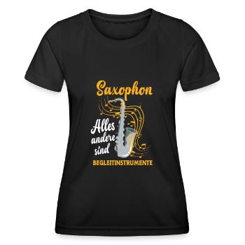 Saxophon Saxophon Saxophon - Frauen Funktions-T-Shirt - Schwarz - Vorne - AI Model Female 172 light (172cm)