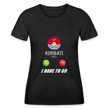 Kiribati ruft an Lusiger Flaggen Spruch - Frauen Funktions-T-Shirt - Schwarz - Vorne - AI Model Female 172 light (172cm)