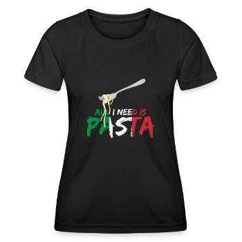 Italie Pâtes Corse Sicile Sardaigne - T-shirt sport Femme - noir - Devant - AI Model Female 172 light (172cm)