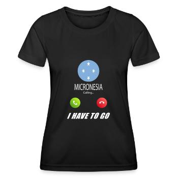 Mikronesien ruft an Lusiger Flaggen Spruch - Frauen Funktions-T-Shirt - Schwarz - Vorne - AI Model Female 172 light (172cm)