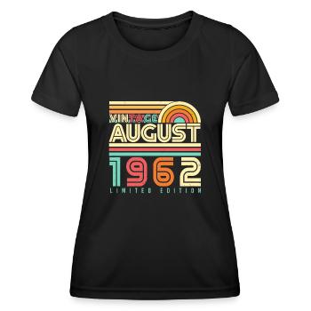 1962 In August 60th birthday - Women's Functional T-Shirt - black - Front - AI Model Female 172 light (172cm)