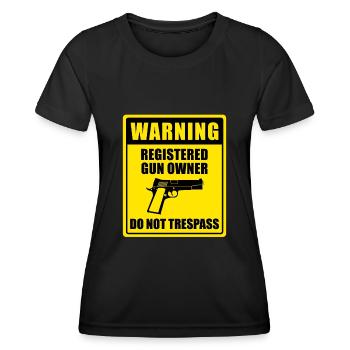 Registered Gun Owner Sign - Frauen Funktions-T-Shirt - Schwarz - Vorne - AI Model Female 172 light (172cm)