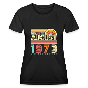 1973 Im August Geschenkidee - Frauen Funktions-T-Shirt - Schwarz - Vorne - AI Model Female 172 light (172cm)