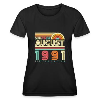 Year of construction August 1991 - Women's Functional T-Shirt - black - Front - AI Model Female 172 light (172cm)