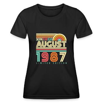August 1987 Retro - Women's Functional T-Shirt - black - Front - AI Model Female 172 light (172cm)