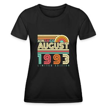 Year of construction August 1993 - Women's Functional T-Shirt - black - Front - AI Model Female 172 light (172cm)