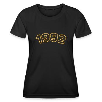 Jahr 1992 Gelb Simpel - Frauen Funktions-T-Shirt - Schwarz - Vorne - AI Model Female 172 light (172cm)