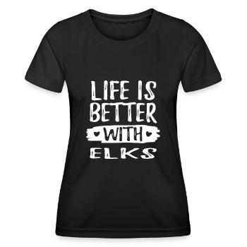 LA VIE EST MEILLEURE AVEC LES ÉLANS - T-shirt sport Femme - noir - Devant - AI Model Female 172 light (172cm)