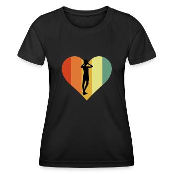 Retro Sauna Heart Design - Frauen Funktions-T-Shirt - Schwarz - Vorne - AI Model Female 172 light (172cm)