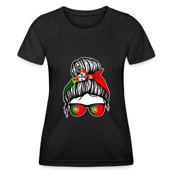 Portugiese Portugiesisches Portugal - Frauen Funktions-T-Shirt - Schwarz - Vorne - AI Model Female 172 light (172cm)