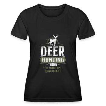 Buck Deer Hunting Hunter Vintage - T-shirt sport Femme - noir - Devant - AI Model Female 172 light (172cm)