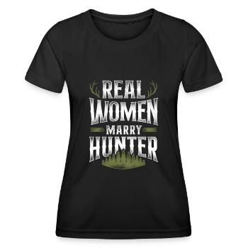 Mariage de chasseur de chasseurs de cerfs de Buck - T-shirt sport Femme - noir - Devant - AI Model Female 172 light (172cm)