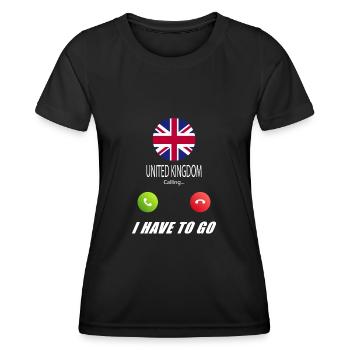 UK ruft an Lusiger Flaggen Spruch - Frauen Funktions-T-Shirt - Schwarz - Vorne - AI Model Female 172 light (172cm)