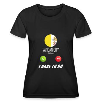 La Cité du Vatican appelle les drapeaux lusiger en disant - T-shirt sport Femme - noir - Devant - AI Model Female 172 light (172cm)