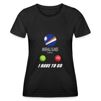 Marshallinseln ruft an Lusiger Flaggen Spruch - Frauen Funktions-T-Shirt - Schwarz - Vorne - AI Model Female 172 light (172cm)