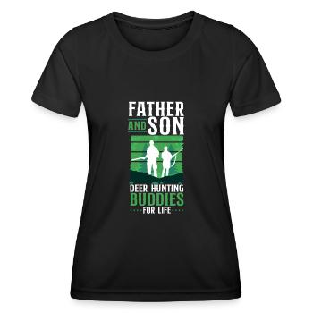 Cerf chasse chasseur père - T-shirt sport Femme - noir - Devant - AI Model Female 172 light (172cm)