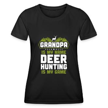 Chasseur de chasse au cerf - T-shirt sport Femme - noir - Devant - AI Model Female 172 light (172cm)
