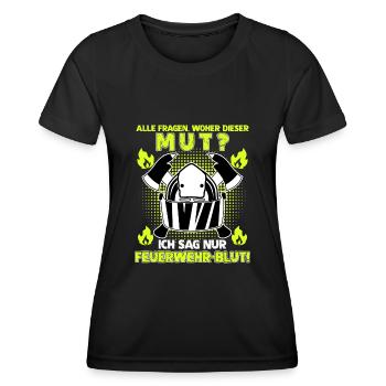 Jugendfeuerwehr Feuerwehrfrau Feuerwehr - Frauen Funktions-T-Shirt - Schwarz - Vorne - AI Model Female 172 light (172cm)
