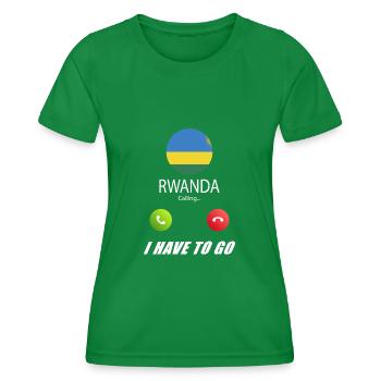 Rwanda ruft an Lusiger Flaggen Spruch - Frauen Funktions-T-Shirt - Kelly Green - Vorne - AI Model Female 172 dark (172cm)