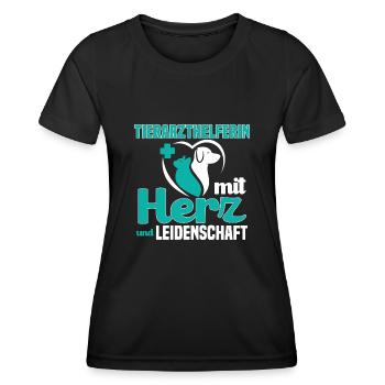 Tierarzthelferin mit Herz und Leidenschaft TFA - Frauen Funktions-T-Shirt - Schwarz - Vorne - AI Model Female 172 light (172cm)