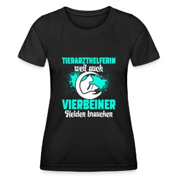 Tierarzthelferin Vierbeiner Helden TFA Veterinär - Frauen Funktions-T-Shirt - Schwarz - Vorne - AI Model Female 172 light (172cm)