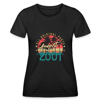 Mois de naissance Août 2001 - T-shirt sport Femme - noir - Devant - AI Model Female 172 light (172cm)