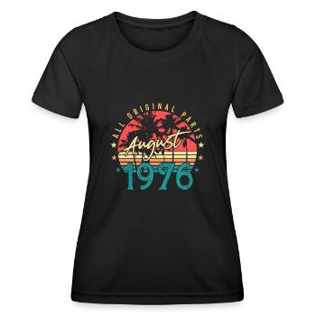 Geboren 1976 Im August - Frauen Funktions-T-Shirt - Schwarz - Vorne - AI Model Female 172 light (172cm)
