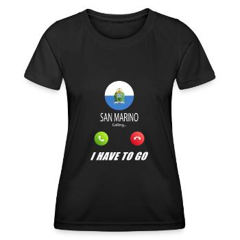 Saint-Marin appelle les drapeaux lusiger en disant - T-shirt sport Femme - noir - Devant - AI Model Female 172 light (172cm)