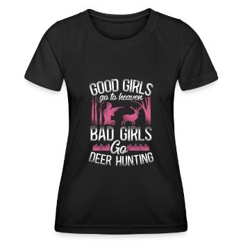 Cerf cerf chasse chasseur fille - T-shirt sport Femme - noir - Devant - AI Model Female 172 light (172cm)