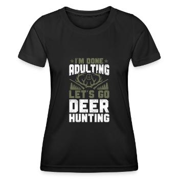 Buck Deer Hunting Hunter Vintage - T-shirt sport Femme - noir - Devant - AI Model Female 172 light (172cm)