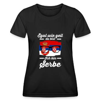 Serbe Serbisches Serbien - Frauen Funktions-T-Shirt - Schwarz - Vorne - AI Model Female 172 light (172cm)