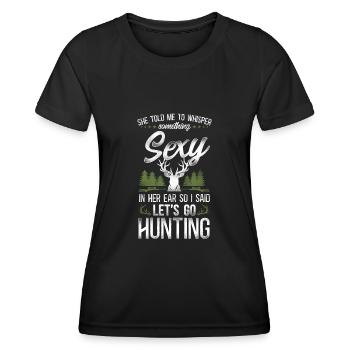 Buck Deer Hunting Hunter Vintage - T-shirt sport Femme - noir - Devant - AI Model Female 172 light (172cm)