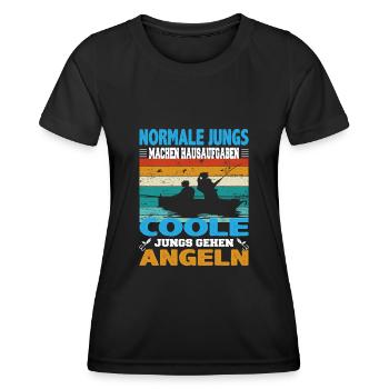 Normale Jungs machen Hausaufgaben coole Jungs - Frauen Funktions-T-Shirt - Schwarz - Vorne - AI Model Female 172 light (172cm)