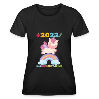 Kindergarten 2022 Ich Komme Einhorn Kita Geschenk - Frauen Funktions-T-Shirt - Schwarz - Vorne - AI Model Female 172 light (172cm)
