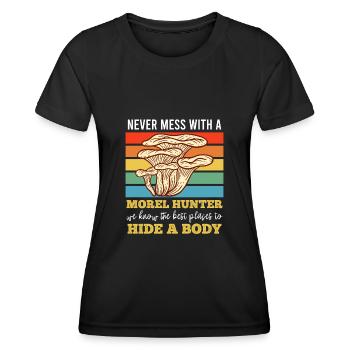 Leg dich nicht mit einem Morchel Sammler an - Frauen Funktions-T-Shirt - Schwarz - Vorne - AI Model Female 172 light (172cm)