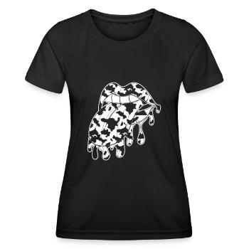 Taches de vache Bouche Modèle de vache Cadeau Vache de ferme - T-shirt sport Femme - noir - Devant - AI Model Female 172 light (172cm)