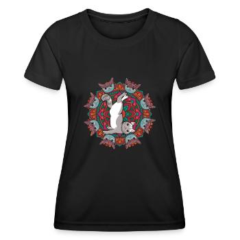 Zen Namaste Méditation Animale Mandala Chat Yoga - T-shirt sport Femme - noir - Devant - AI Model Female 172 light (172cm)