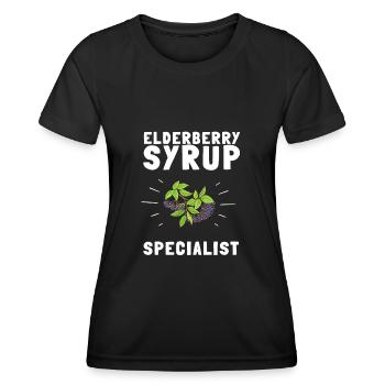 Elderberry Syrup Drink Flu Sambucus Homeopath - Women's Functional T-Shirt - black - Front - AI Model Female 172 light (172cm)