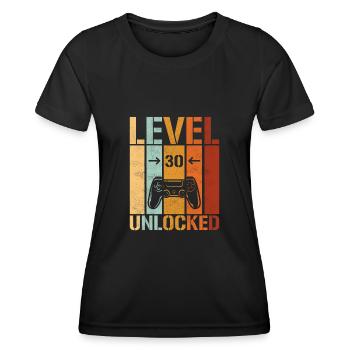 30e anniversaire Niveau 30 débloqué - T-shirt sport Femme - noir - Devant - AI Model Female 172 light (172cm)