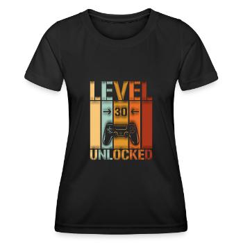 30e anniversaire Niveau 30 débloqué - T-shirt sport Femme - noir - Devant - AI Model Female 172 light (172cm)