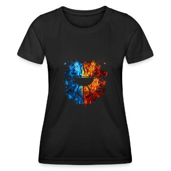 Grill Rot Blau Feuer Griller Grillmeister - Frauen Funktions-T-Shirt - Schwarz - Vorne - AI Model Female 172 light (172cm)