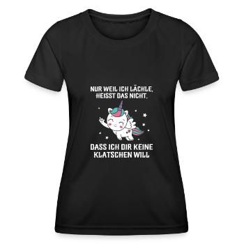 Nur weil ich lächle klatschen Ohrfeige - Frauen Funktions-T-Shirt - Schwarz - Vorne - AI Model Female 172 light (172cm)