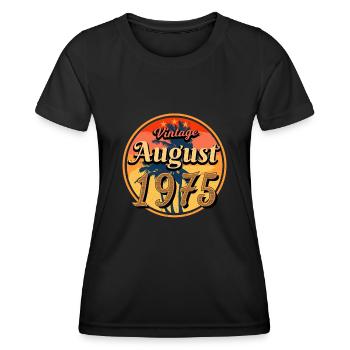 Année de construction 1975 en août - T-shirt sport Femme - noir - Devant - AI Model Female 172 light (172cm)