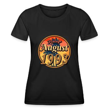 1993 Août Anniversaire Salutations - T-shirt sport Femme - noir - Devant - AI Model Female 172 light (172cm)