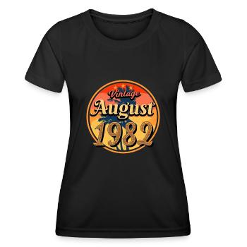 40e anniversaire août 1982 - T-shirt sport Femme - noir - Devant - AI Model Female 172 light (172cm)