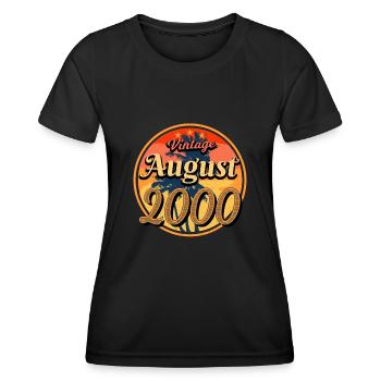 Année de naissance 2000 en août - T-shirt sport Femme - noir - Devant - AI Model Female 172 light (172cm)